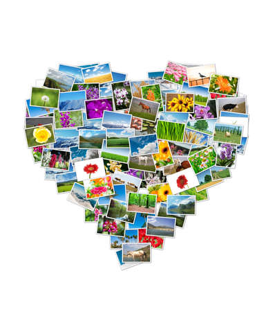 Heart shape made of nature photos