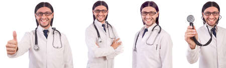 Young male doctor isolated on whiteの写真素材