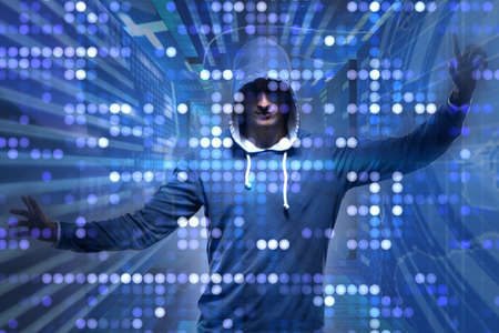 Young hacker in cyber security concept