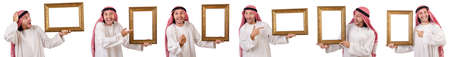 Arab with picture frame on white