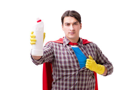 Super hero cleaner isolated on whiteの写真素材
