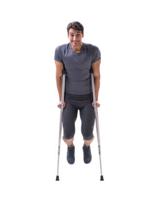 Young patient athlete sportsman suffering an injury trauma withの写真素材
