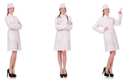 Young woman doctor isolated on whiteの写真素材