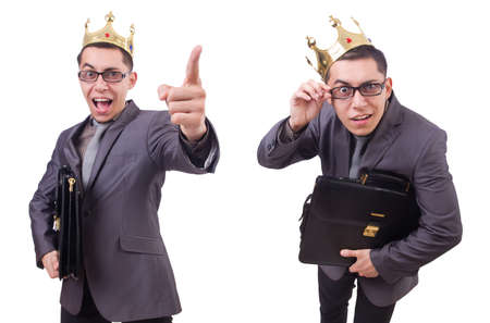King businessman isolated on whiteの写真素材