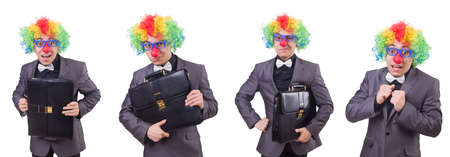 Clown businessman isolated on whiteの写真素材