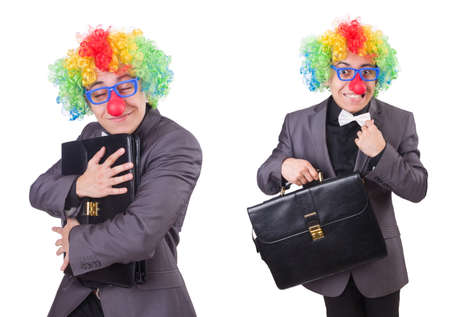Clown businessman isolated on whiteの写真素材