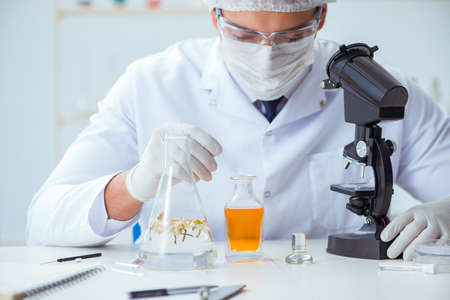 Chemist mixing perfumes in the lab