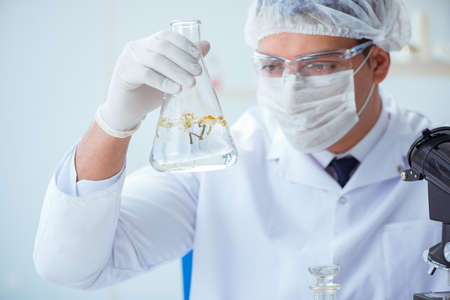 Chemist mixing perfumes in the lab