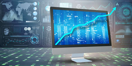 Illustration with business charts - 3d renderingの写真素材