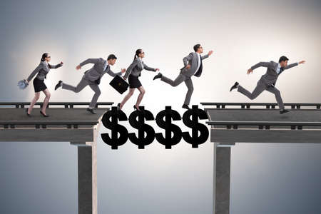 Financial concept crossing dollar bridgeの写真素材