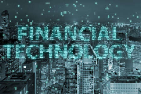 Smart city concept with fintech financial technology conceptの写真素材