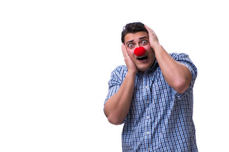 Funny man clown isolated on white backgroundの写真素材