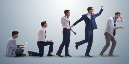 Business concept with man progressing through stagesの写真素材