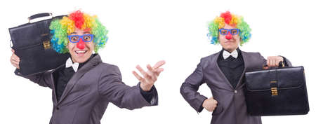 Clown businessman isolated on whiteの写真素材