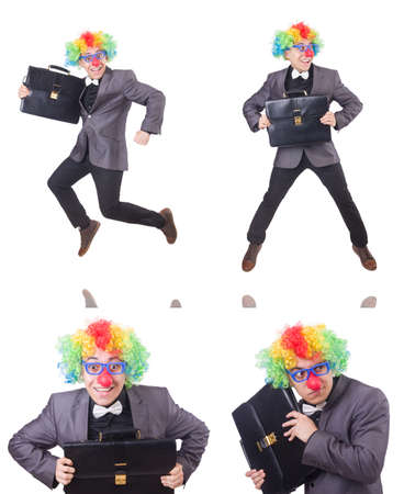 Clown businessman isolated on whiteの写真素材