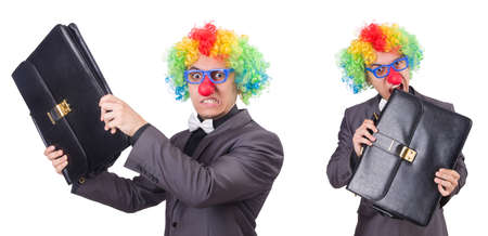 Clown businessman isolated on whiteの写真素材