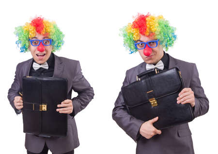 Clown businessman isolated on whiteの写真素材