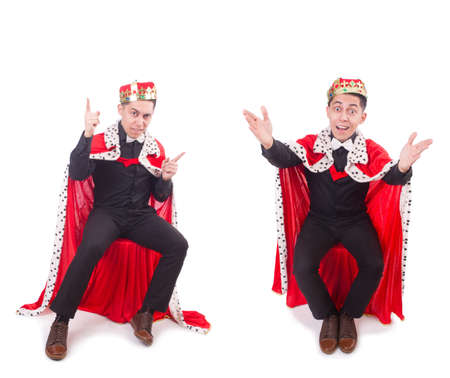 Businessman with crown isolated on white