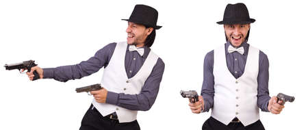 Man with gun isolated on the whiteの写真素材