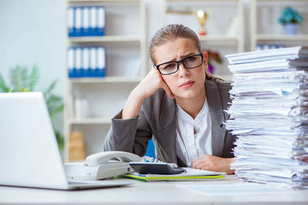 Female businesswoman boss accountant working in the officeの写真素材
