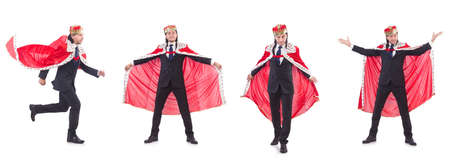 King businessman isolated on whiteの写真素材