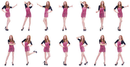 Young woman in fashion concept on whiteの写真素材