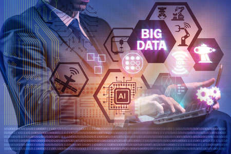 Big data modern computing concept with businessmanの写真素材