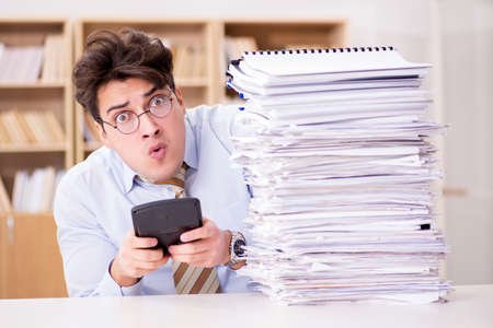 Funny accountant bookkeeper working in the office