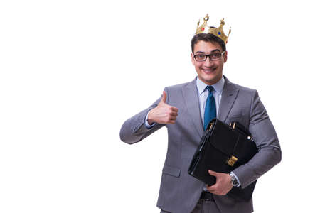 King businessman isolated on white backgroundの写真素材