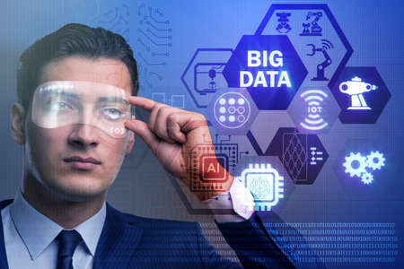 Big data modern computing concept with businessman
