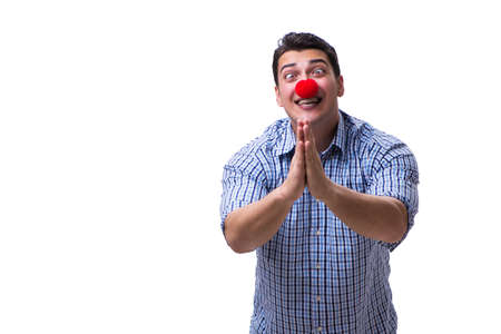 Funny man clown isolated on white backgroundの写真素材