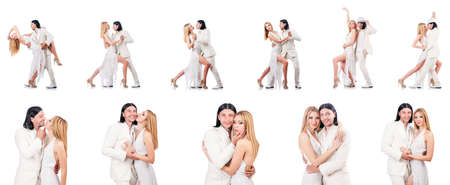 Pair dancing dances isolated on whiteの写真素材