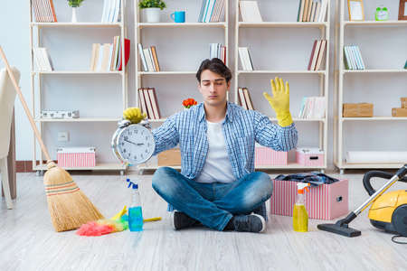 Man doing cleaning at home