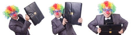 Clown businessman isolated on whiteの写真素材