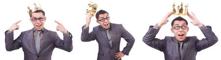 King businessman isolated on whiteの写真素材