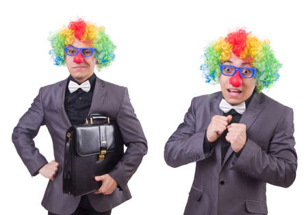 Clown businessman isolated on whiteの写真素材