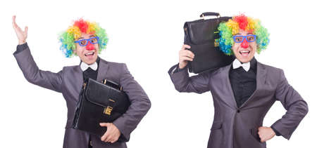 Clown businessman isolated on whiteの写真素材