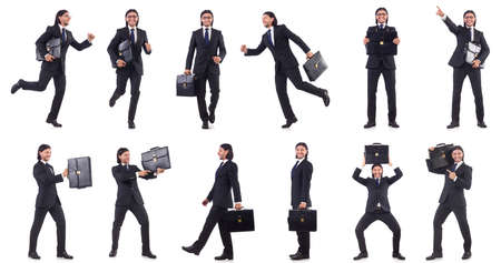 Businessman rushing isolated on the white backgroundの写真素材