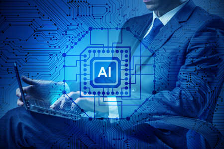 Artificial intelligence concept with businessmanの写真素材