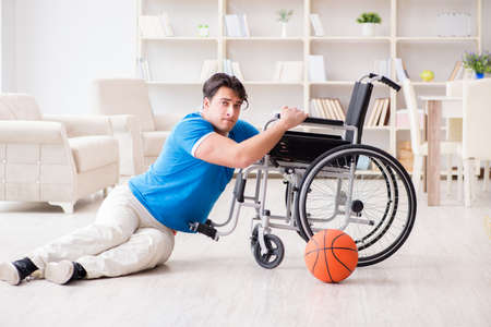 Young basketball player on wheelchair recovering from injury