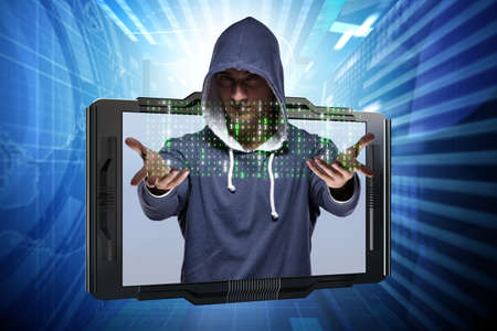 Young hacker in cyber security concept