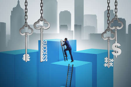 Businessman in key to financial success conceptの写真素材