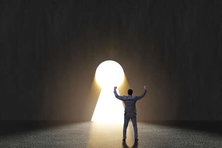 Businessman facing difficult choice dilemma