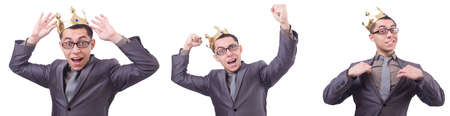 King businessman isolated on whiteの写真素材