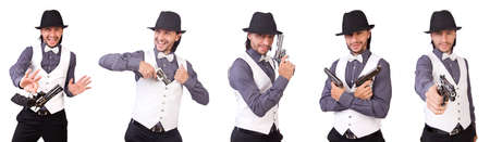 Man with gun isolated on the white