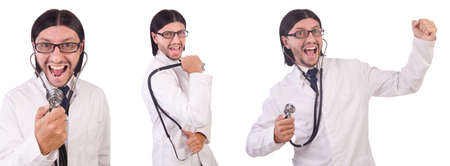 Young male doctor isolated on whiteの写真素材