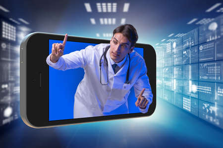 Telemedicine concept with doctor and smartphoneの写真素材
