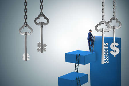 Businessman in key to financial success conceptの写真素材