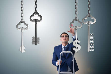 Businessman in key to financial success conceptの写真素材