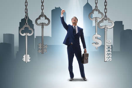 Businessman excited in success and money conceptの写真素材